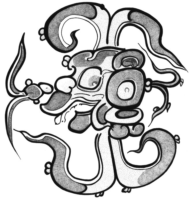 God K, Maya, pen and ink.