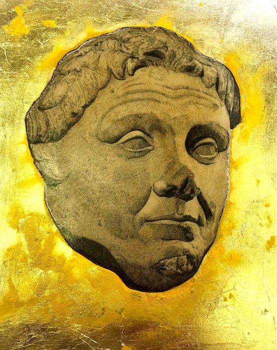 Pompey the Great, pen and ink with gold leaf.
